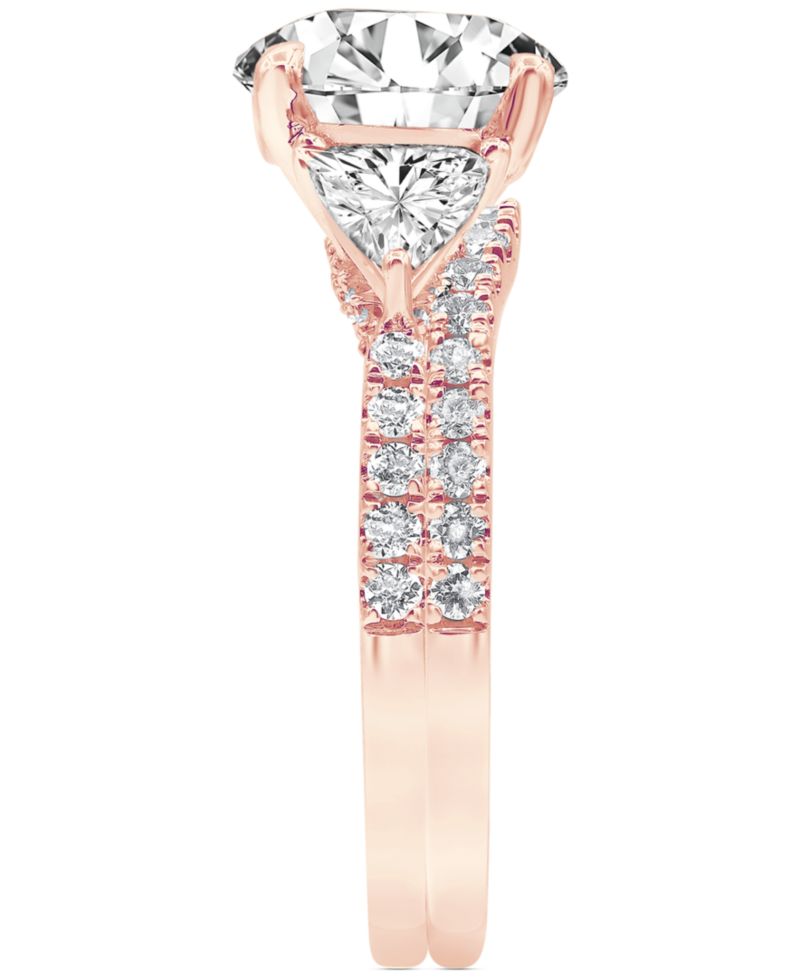 Certified Lab Grown Diamond Round Three Stone Bridal Set (4-1/4 ct. t.w.) in 14k Gold