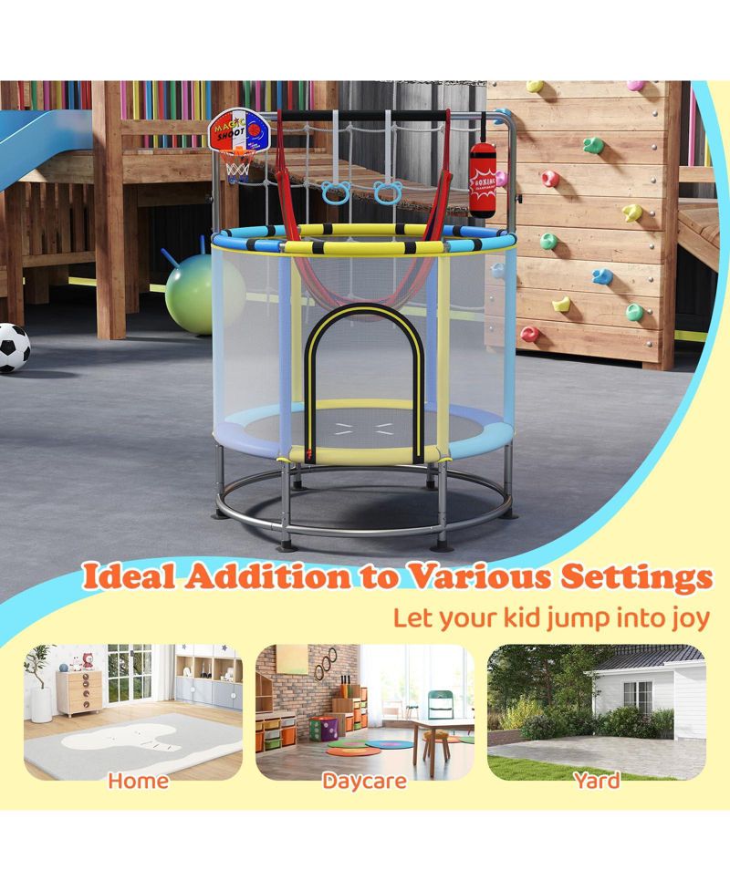 Kids Ages 3-6 6-in-1 Trampoline with Safety Net