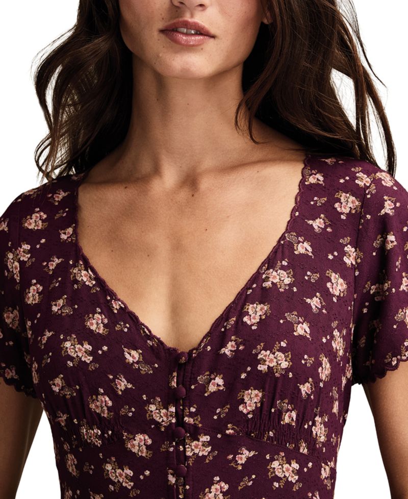 Women's Simone Printed Short-Sleeve Midi Dress