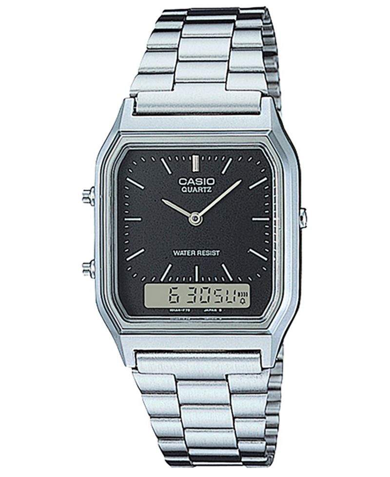 Unisex Analog Digital Silver-Tone Stainless Steel Watch 29.8mm
