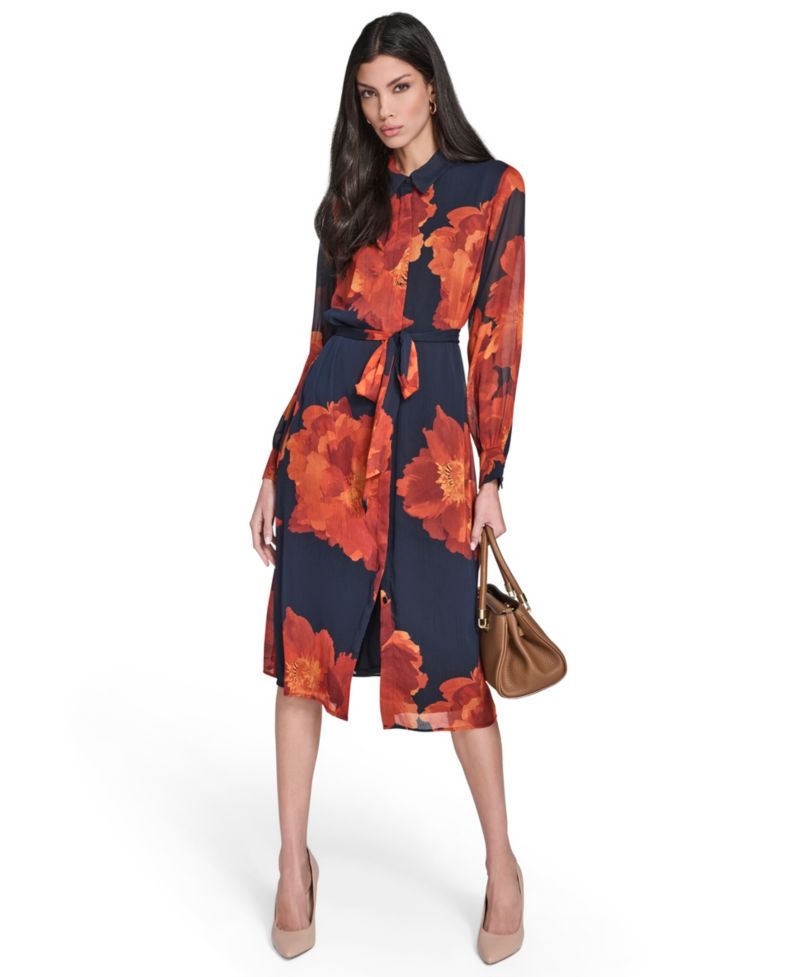 Women's Printed Midi Shirtdress