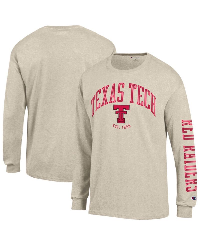 Men's Heather Oatmeal Texas Tech Red Raiders Neutral Arch Long-Sleeve T-Shirt