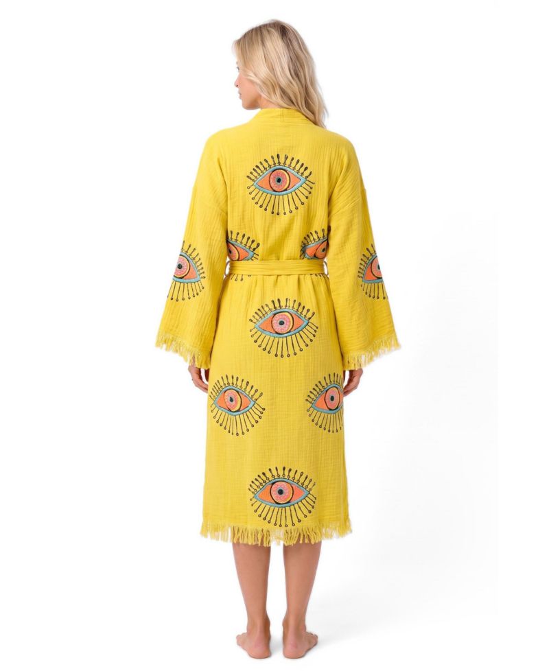 Women's Aria Handmade Muslin V-Neck Cover-Up Robe