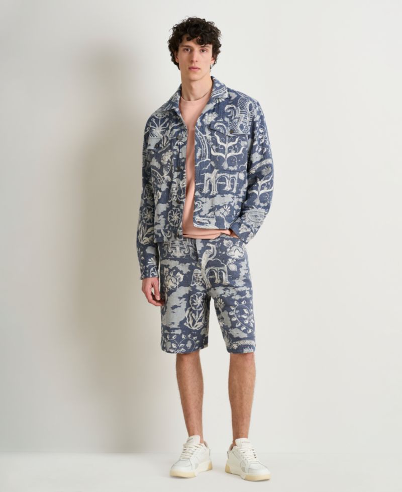 Men's Delfts Blauw Printed Jacquard Shorts