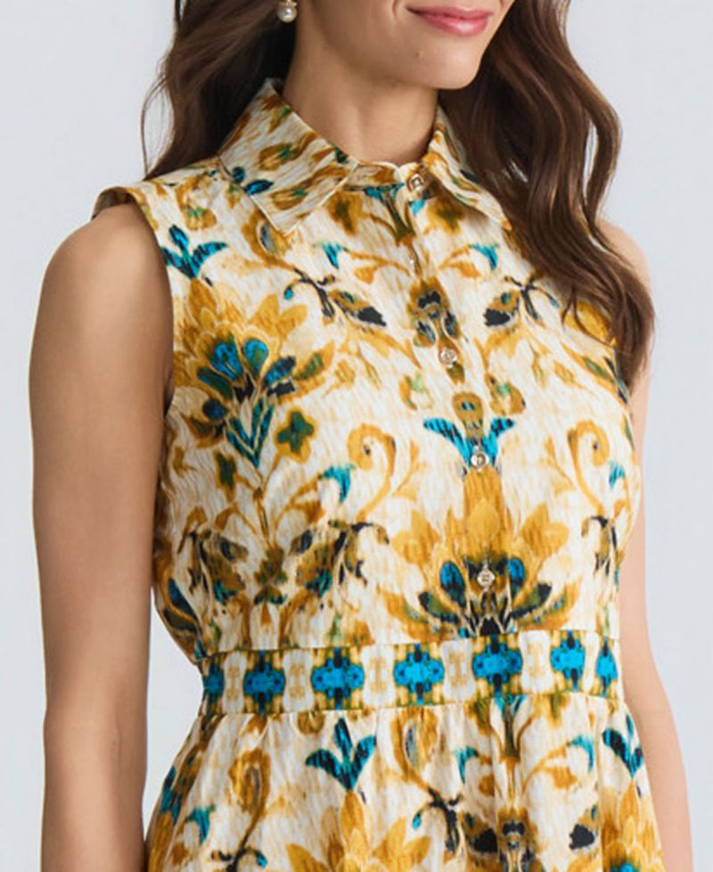 Women's Sleeveless Collared Midi Dress
