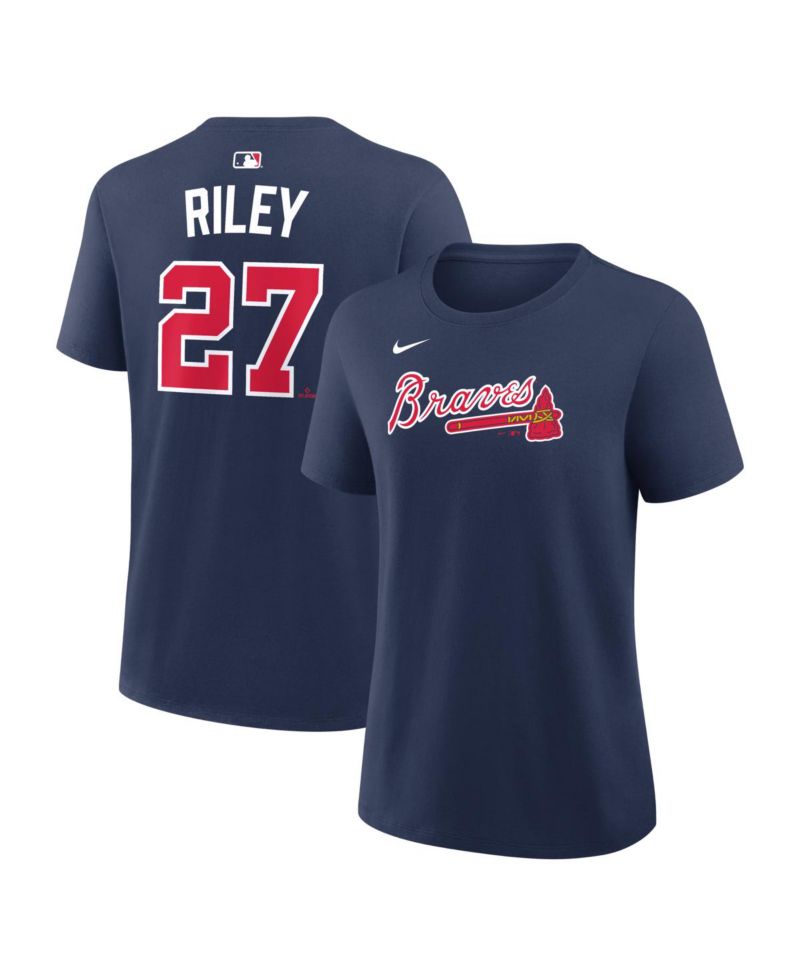 Women's Austin Riley Navy Atlanta Braves Name & Number T-Shirt