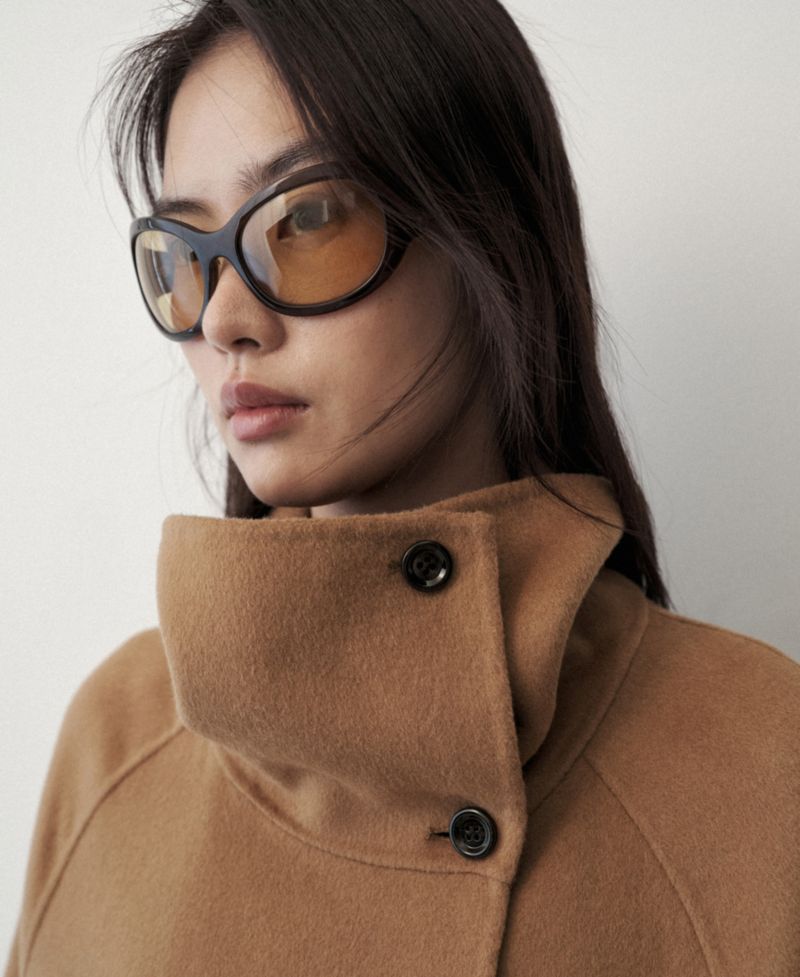 Women's Selection Wool-Blend Double-Breasted Detachable Scarf Coat