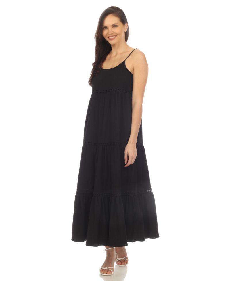 Women's Scoop Neck Tiered Midi Dress
