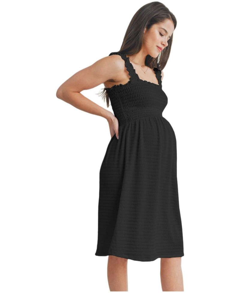 Women's Smocked Empire Waist Sleeveless Square Neck Dress