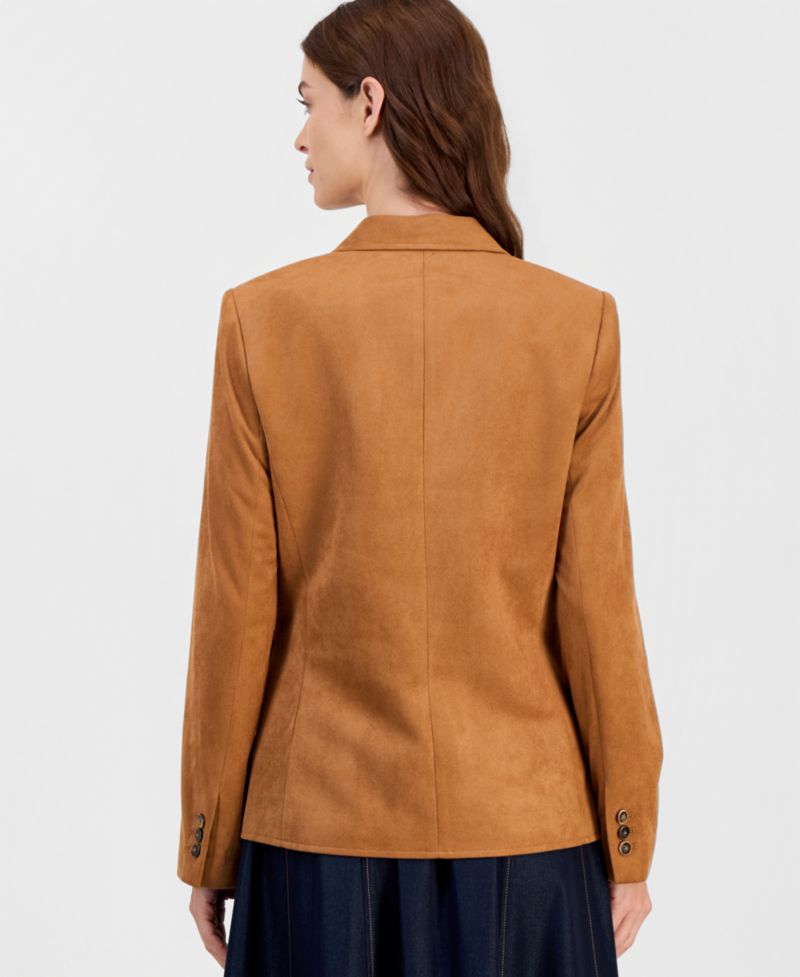 Women's Faux-Suede Single-Button Blazer