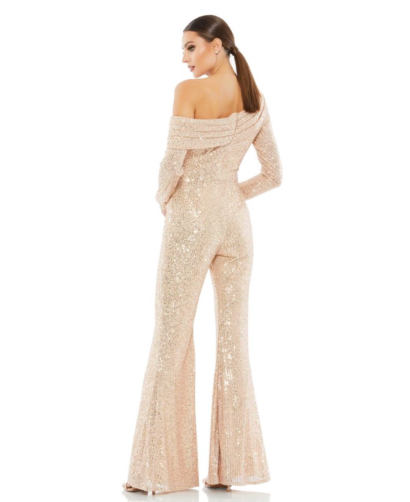 Women's Sequined Drop Shoulder Long Sleeve Jumpsuit