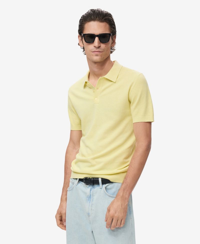 Men's Structured Knitted Slim-Fit Polo Shirt