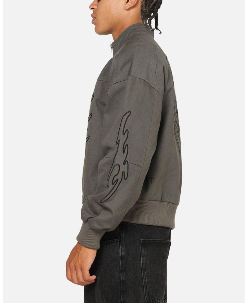 Men's Crested Wing Embroidered-Graphics Cotton Bomber Jacket