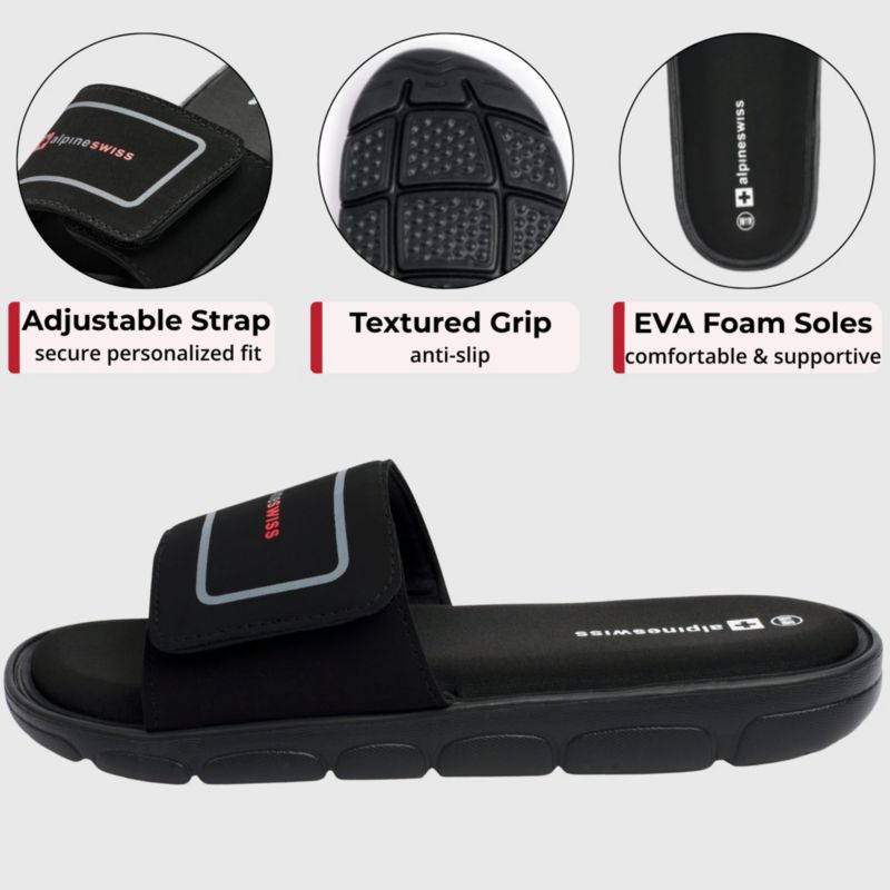 Men's Gabe Cloud Slide Sandals For Men Shock-Absorbing Foam Insole With Arch Support Adjustable Strap Waterproof Anti-Slip Recovery Slides