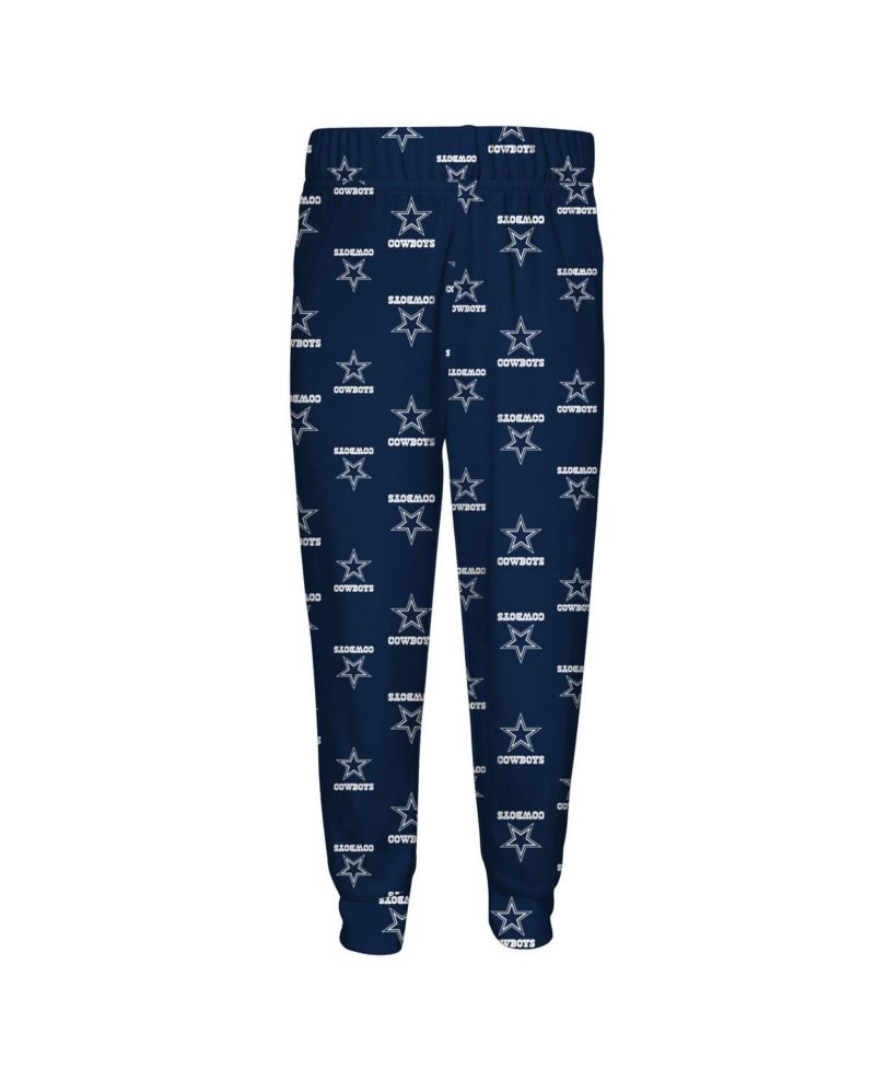 Big Boys and Girls 2-Piece Navy Dallas Cowboys All-Over-Print Long Sleeve T-Shirt and Pants Sleep Set