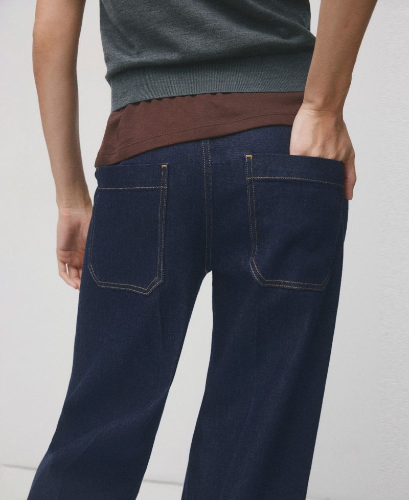 Women's Pockets Wide Leg Maternity Jeans