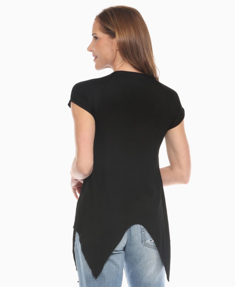 Women's Beaded Angled Hem Knit Top