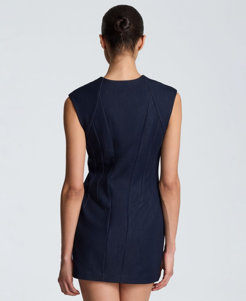 Women's Square Neck Zipper Front Mini Dress