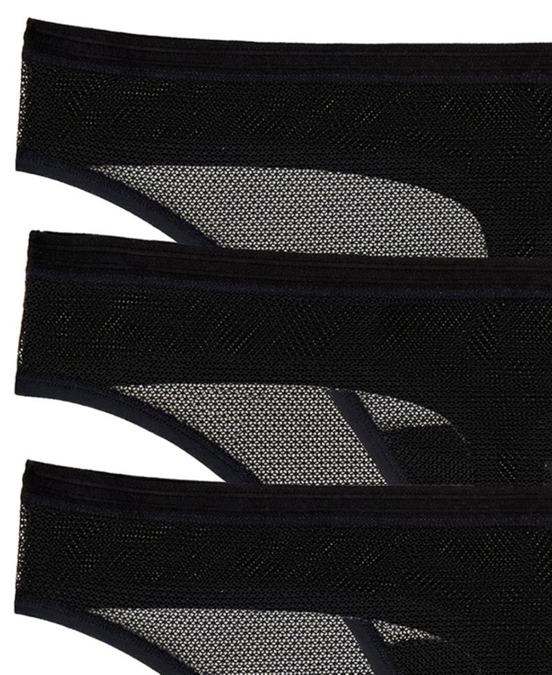 Women's Sheer Striped Thongs, 3-Pack Set