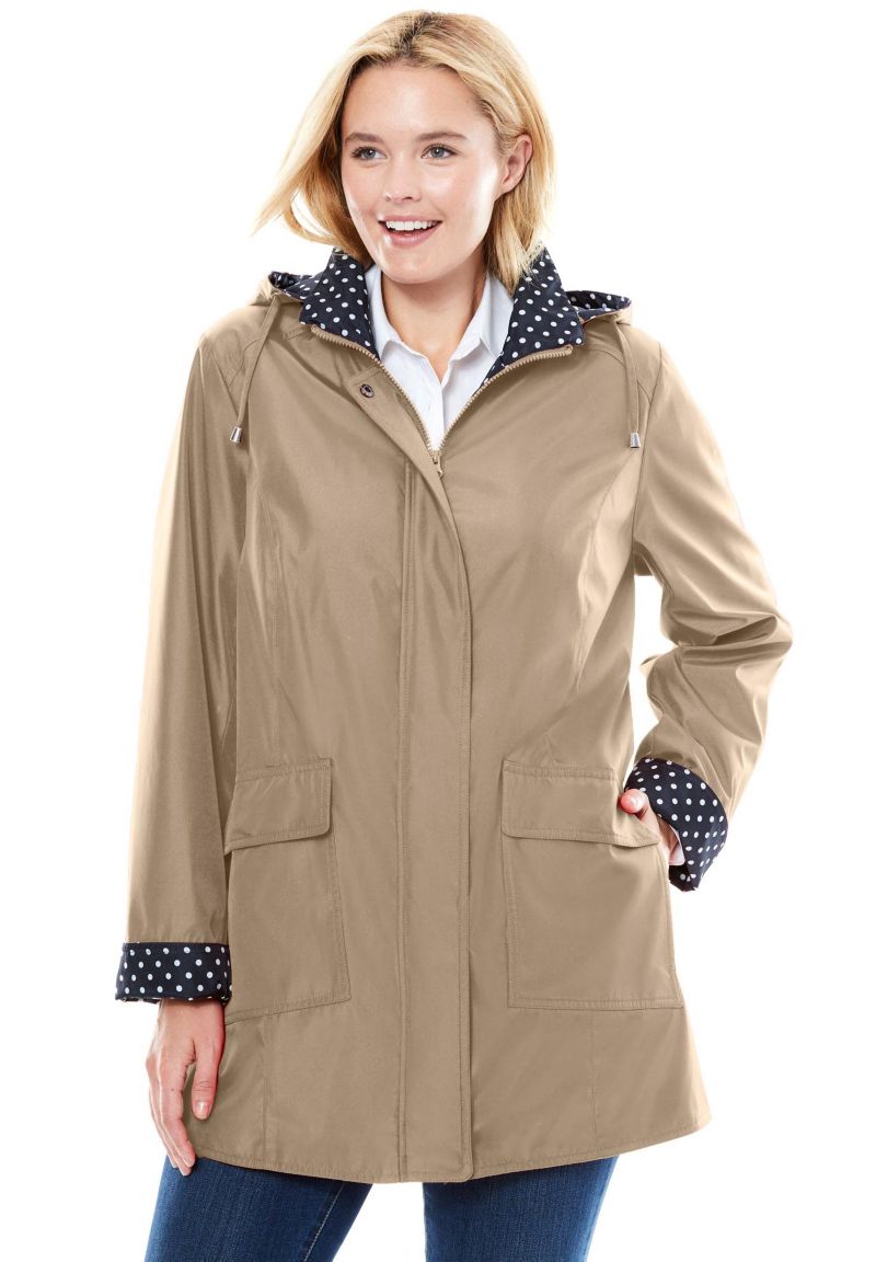 Women's Within Polka Dot Trim A-Line Raincoat