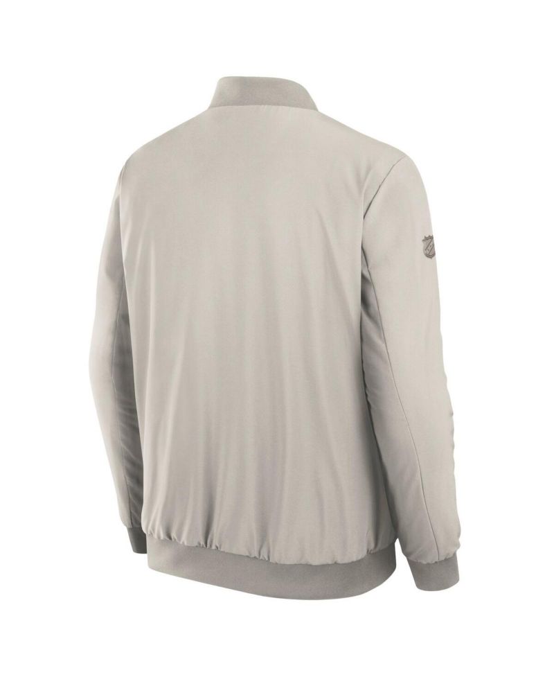 Men's Cream Seattle Kraken Authentic Pro Road Full-Zip Bomber Jacket