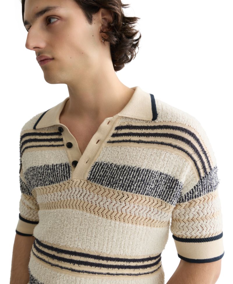 Men's Striped Short-Sleeve Knit Polo