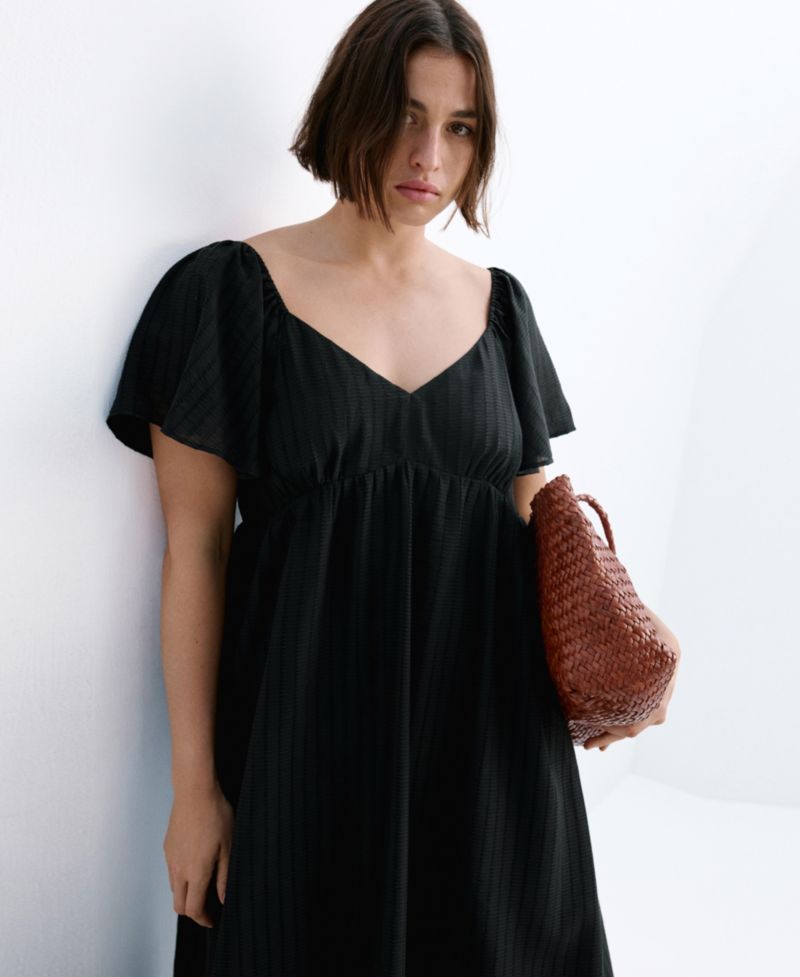 Women's Gathered Detail Textured Dress