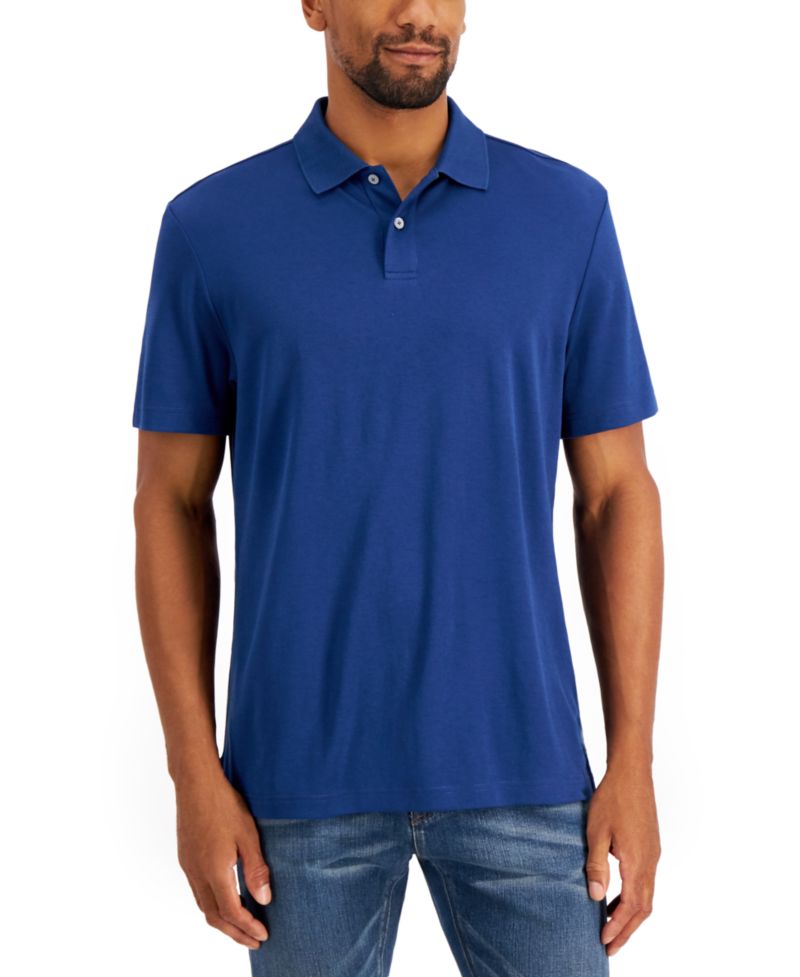 Men's Regular-Fit Solid Supima Blend Cotton Polo Shirt