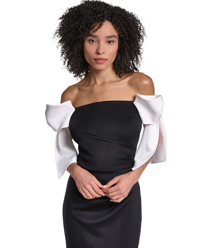 Women's Strapless Colorblock Scuba Gown Dress
