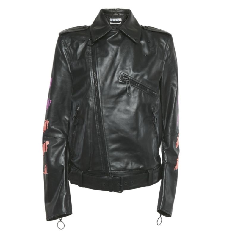 Women's Black Arrow Painted Leather Jacket