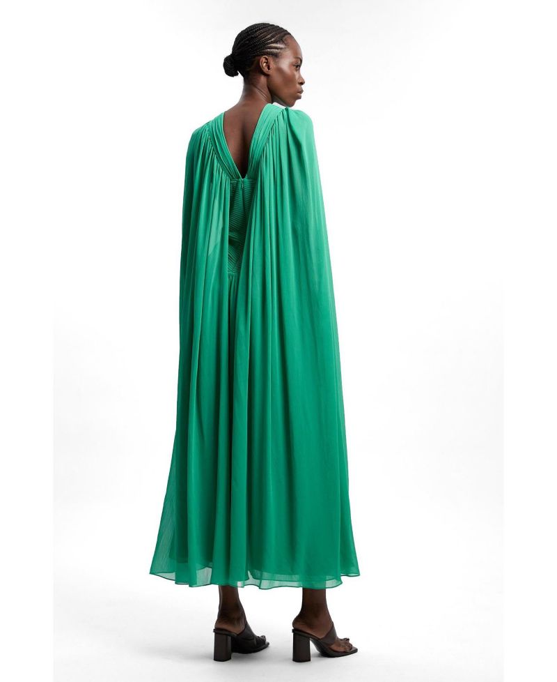 Women's Halter Cape Maxi Dress