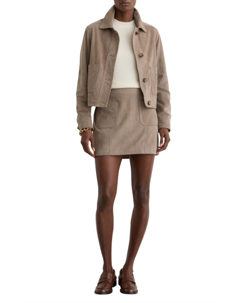 Women's Suede Patch-Pocket Mini Skirt