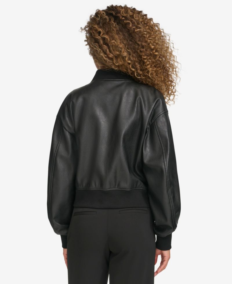 Women's Faux Leather Varsity Bomber Jacket