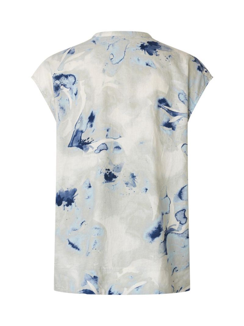 Women's Maelphira Floral Cap-Sleeve Linen-Viscose Blend Blouse