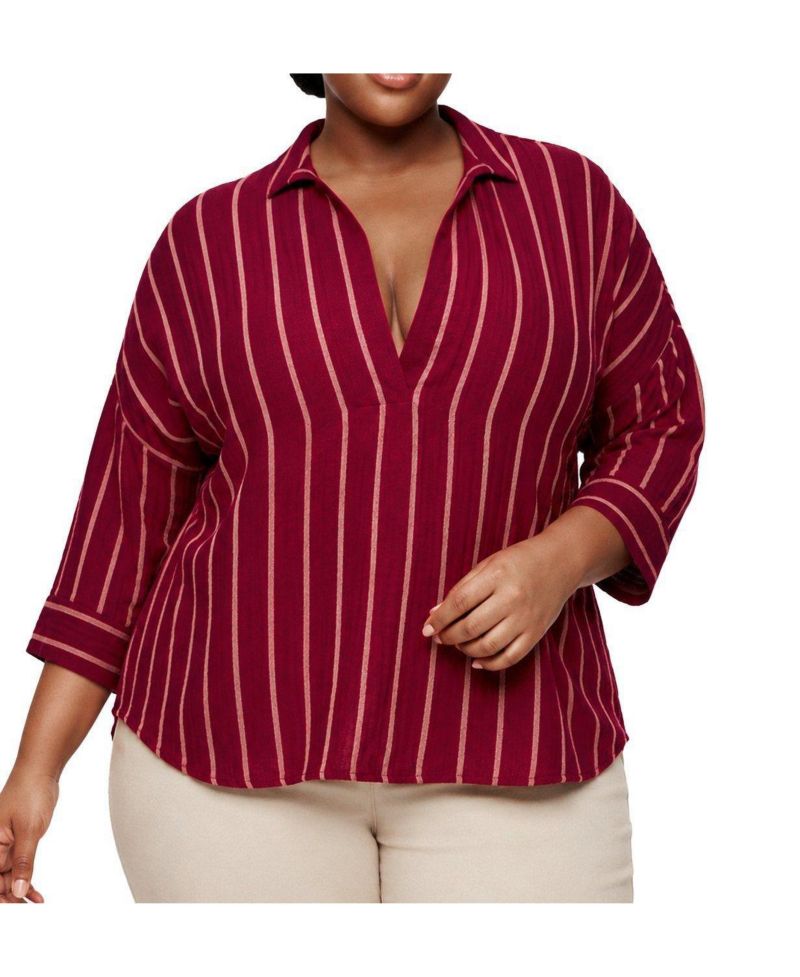 Plus Size Belle Isle Cotton Linen Popover Tunic
