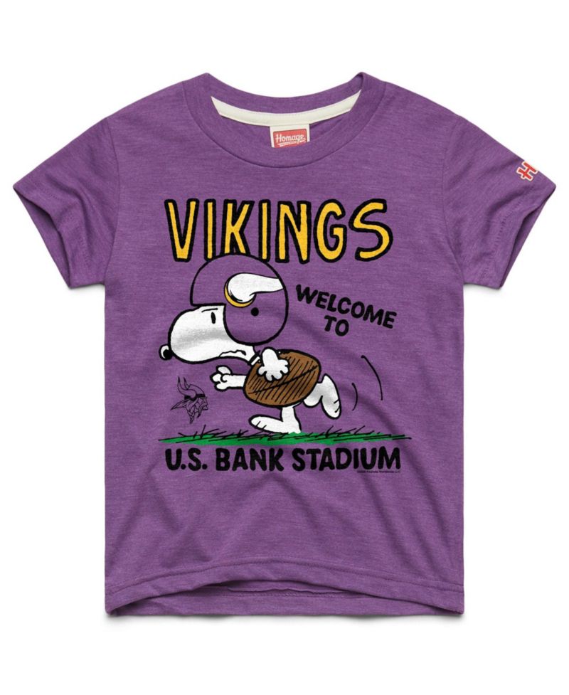 Big Boys and Girls Purple Minnesota Vikings x Peanuts Welcome to U.S. Bank Stadium Tri-Blend T-Shirt