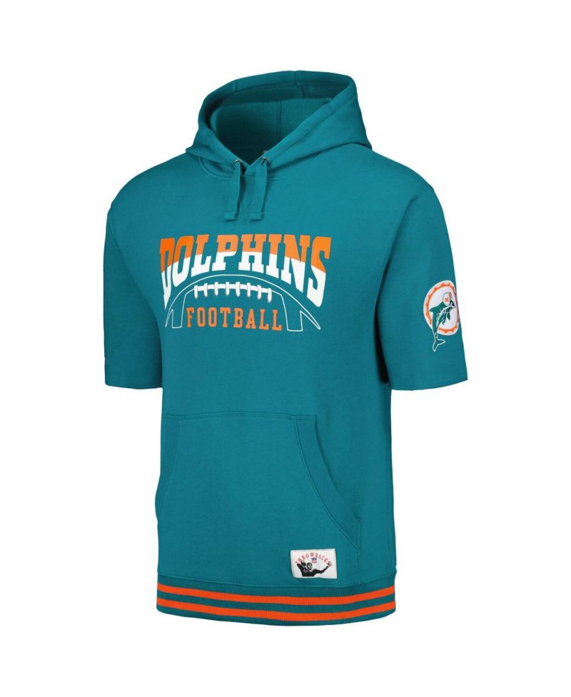 Men's Aqua Miami Dolphins Pre-Game Short Sleeve Pullover Hoodie
