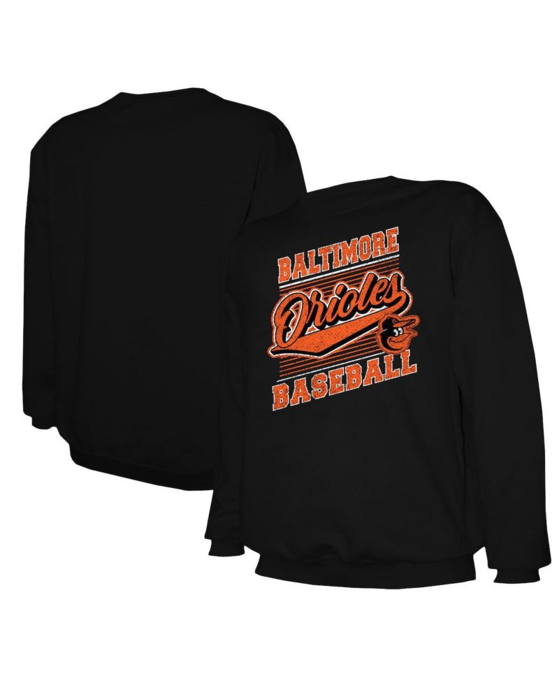 Men's Black Baltimore Orioles Lightweight Crew Sweatshirt