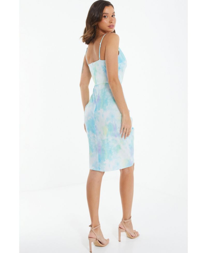 Women's Smudge Satin Wrap Midi Dress