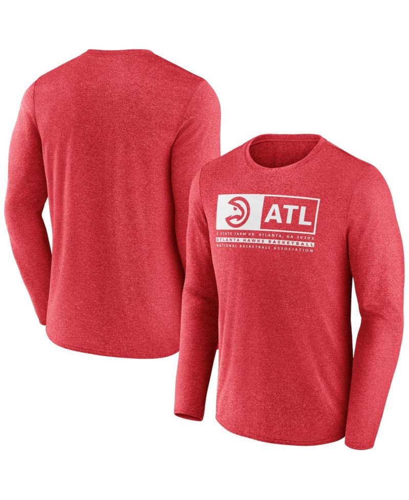 Men's Heather Red Atlanta Hawks Three-Point Play T-shirt