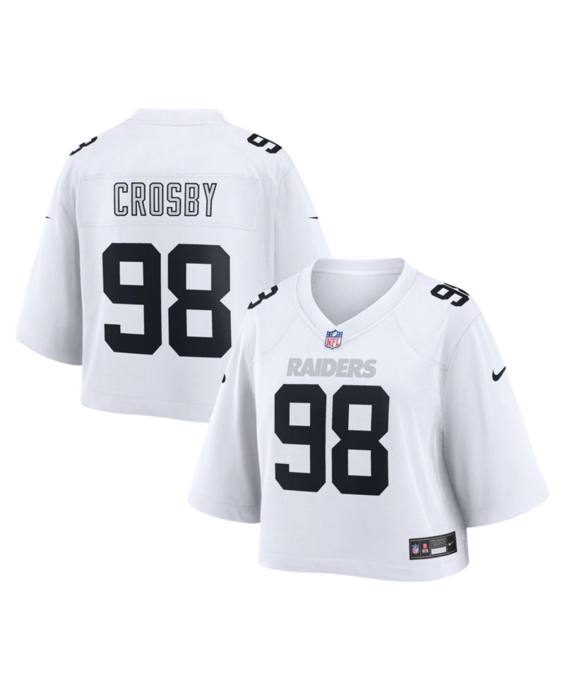 Women's Maxx Crosby White Las Vegas Raiders Cropped Fashion Game Jersey