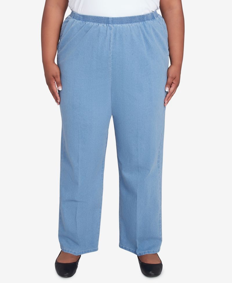 Plus Size Elastic Waist Average Length Denim Pant