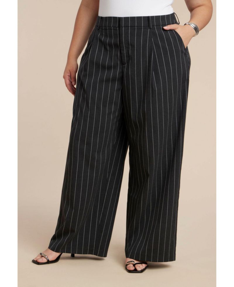Women's Wide Leg Pinstripe Trouser