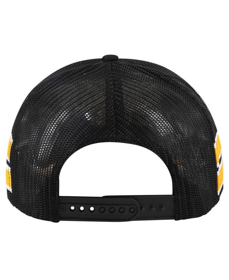 Men's Black Pittsburgh Penguins Sideband Stripes Trucker Snapback Hat