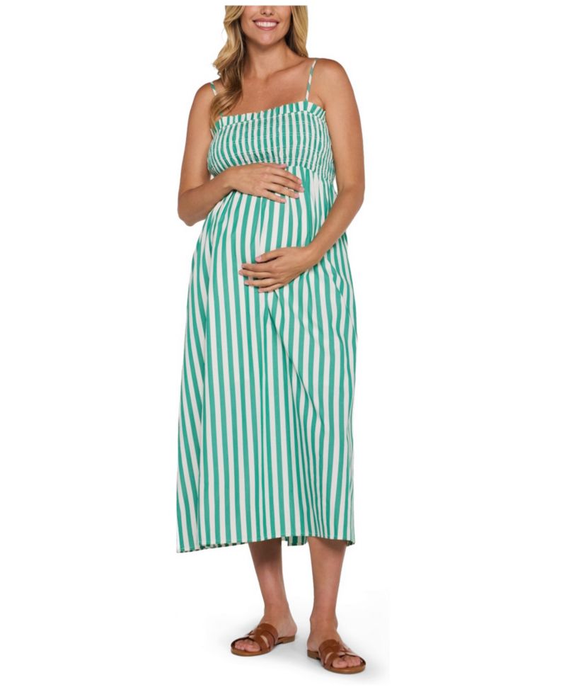 Women's Motherhood Smocked Maxi Dress With Removable Straps
