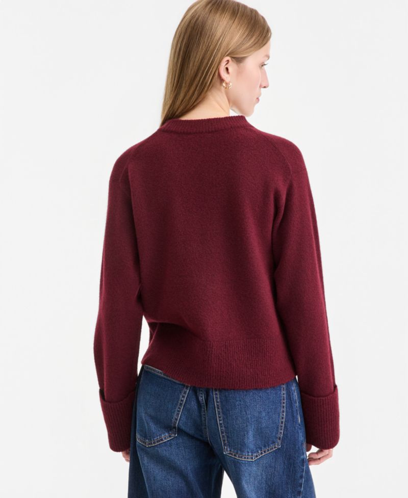 Women's Crewneck Cuff Sleeve Pullover Sweater
