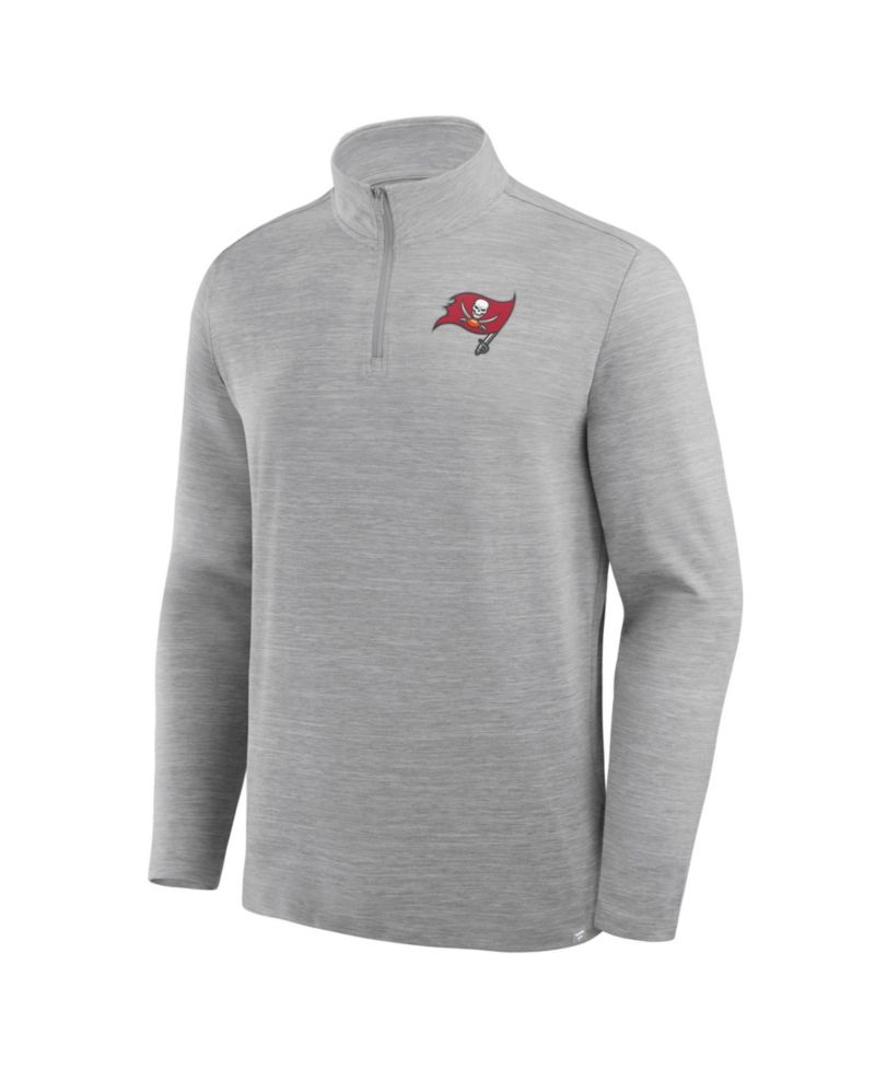 Men's Heather Gray Tampa Bay Buccaneers Clutch Quarter-Zip Pullover Sweatshirt