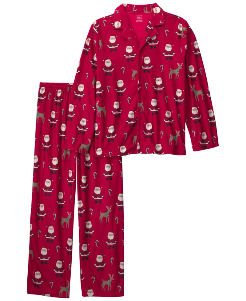 Adult Santa Christmas Fleece Loose-Fit Pajama, 2-Piece Set