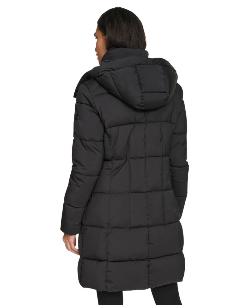 Women's Hooded Faux-Fur-Lined Midi Puffer Coat