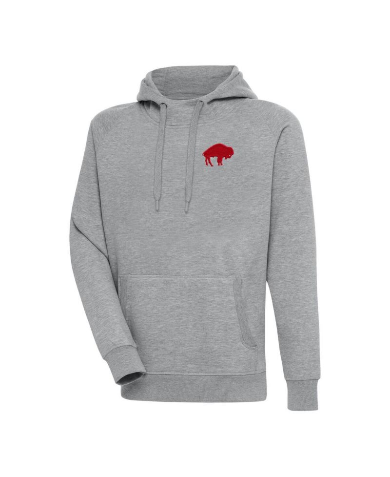 Men's Heather Gray Buffalo Bills Throwback Logo Victory Pullover Hoodie